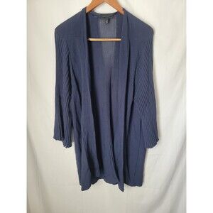 Lane Bryant Women's Plus Size 18/20 Navy Blue Ribbed Knit Open Cardigan Sweater